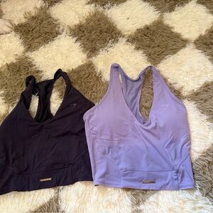 Whitney simmons Gymshark cropped tanks Purple and Black Sports Bras
